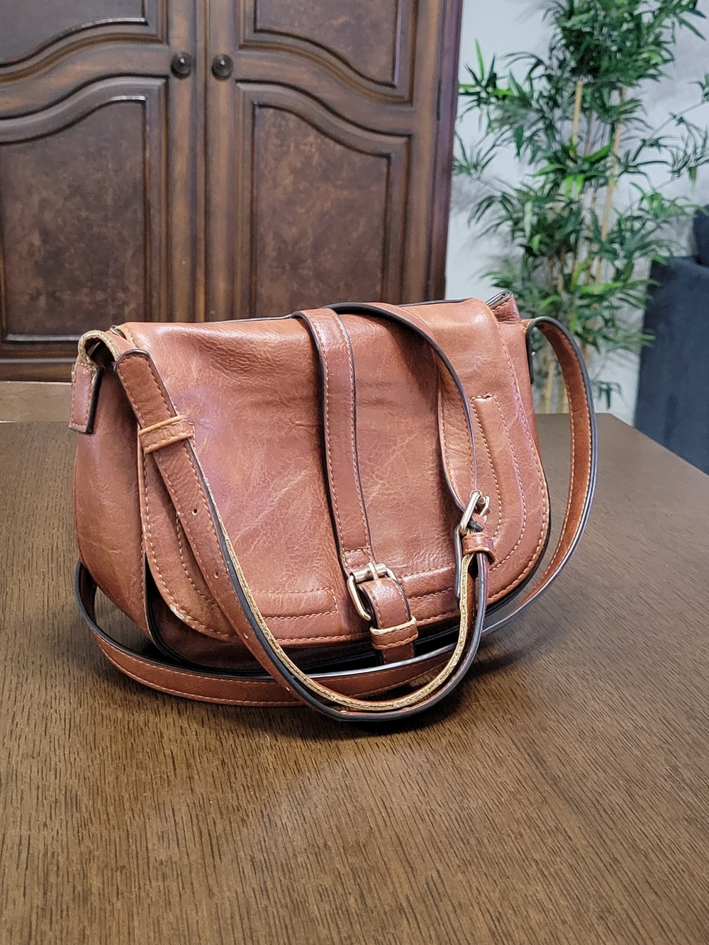 Classic Brown Crossbody Saddle Bag